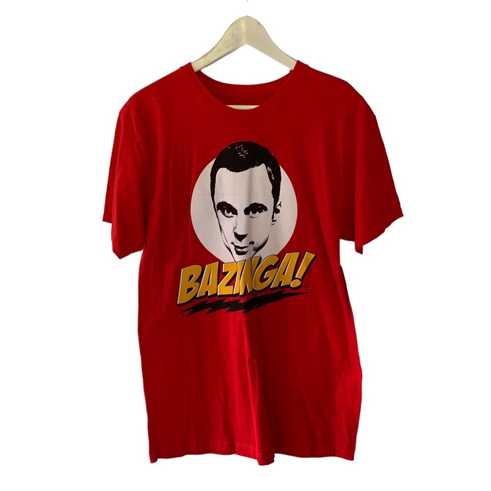 The Big Bang Theory Sheldon Bazinga T Shirt Red Men’s Size Medium M Cotton